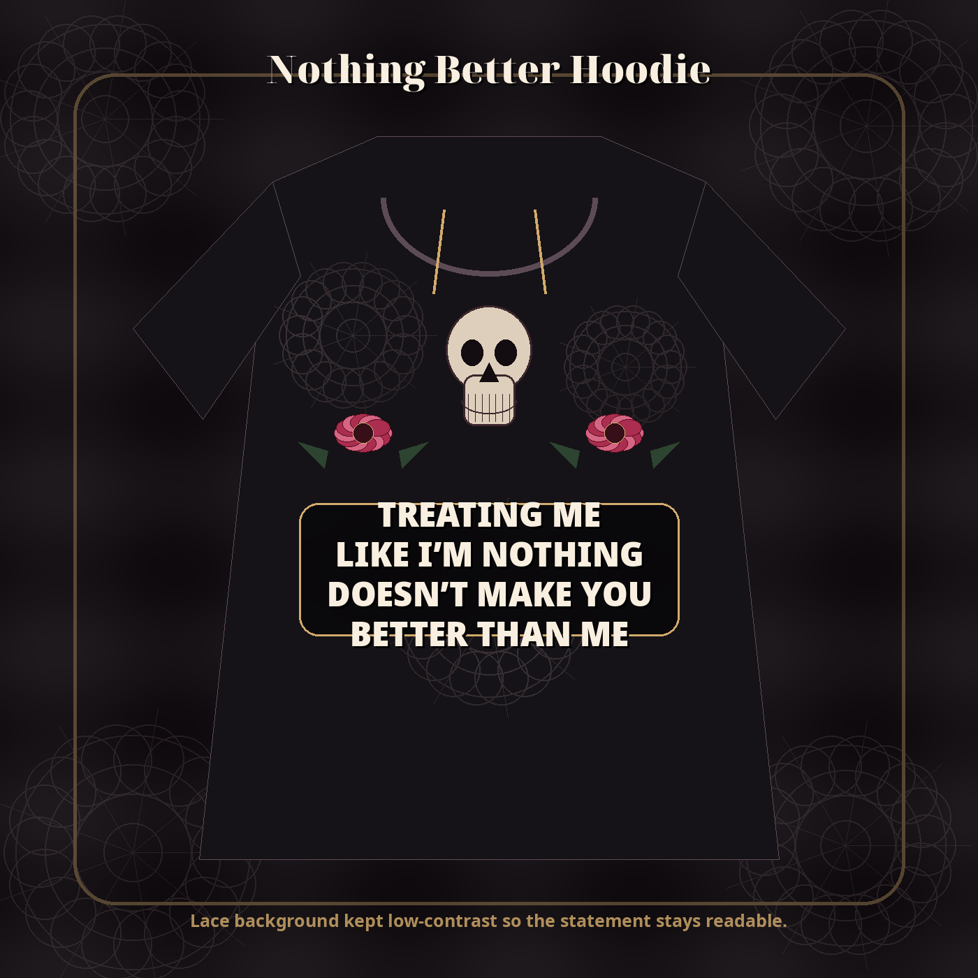 Nothing Better Skull Lace Hoodie apparel visual