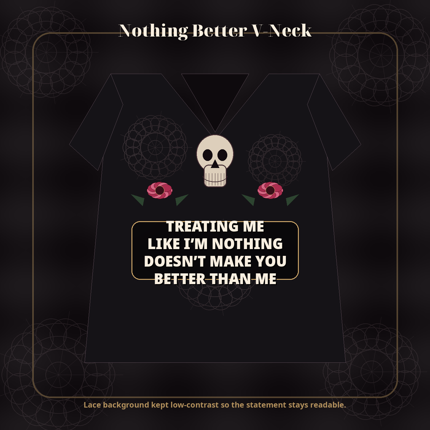 Nothing Better Skull Lace V-Neck apparel visual